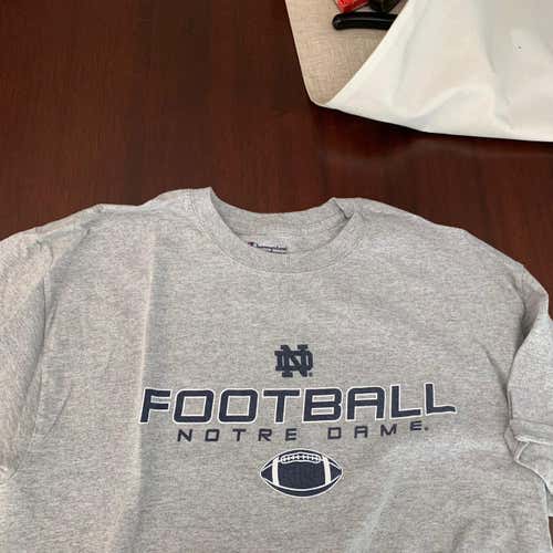 Notre Dame Football Gray Unisex Large Champion Shirt