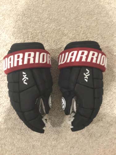Arizona Coyotes Pro Stock Black And Crimson Used Warrior AX1 pro 13.5” Pro Stock Gloves