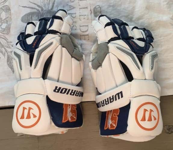 White New Player's Warrior Burn Pro 14" Lacrosse Gloves