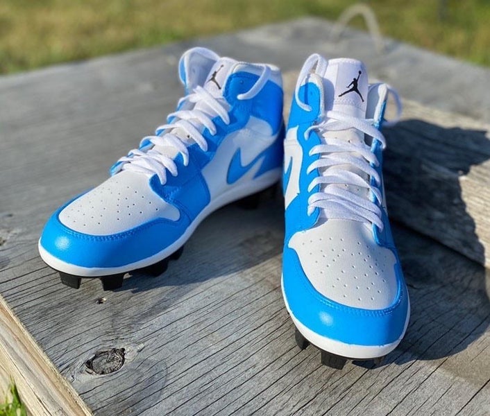 UNC Jordan 1 Retro Cleats Plastic/MCS / Mid Top / 8.5