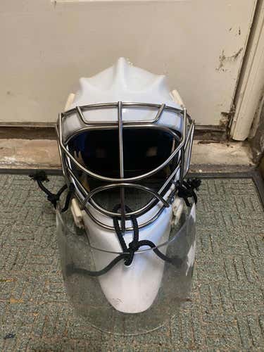 White Senior Used CCM Goalie Mask