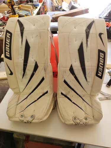 White Used Youth 24" Bauer Supreme One55 Goalie Leg Pads