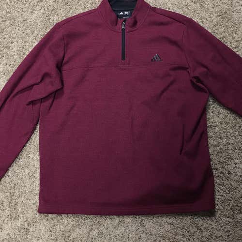 Men’s Maroon Adidas Quarter Zip Jacket Size L