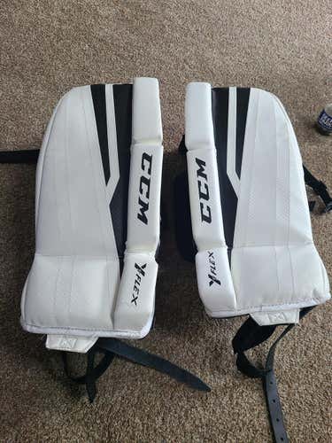 White Youth 20" CCM Y Flex Goalie Leg Pads - used 3X
