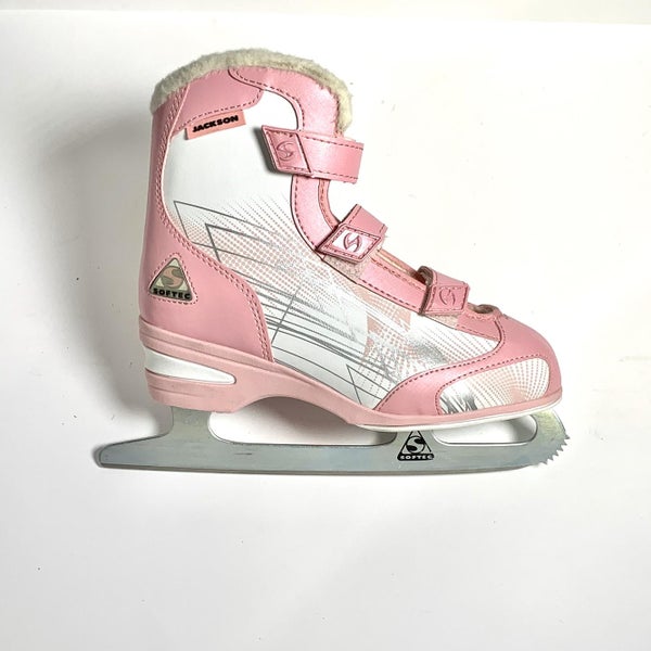 USED Jackson Softec Tri Grip Children's Figure Skate Size 3R pink/white