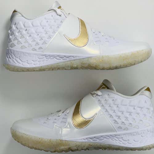 nike force zoom trout 6 turf (At3463-101) Gold Flakes Championship Size 11.5