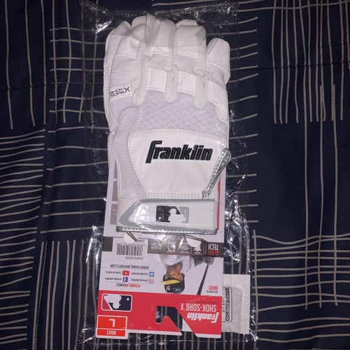 Brand New Large Franklin SHOK-SORB X (WHITE) Batting Gloves