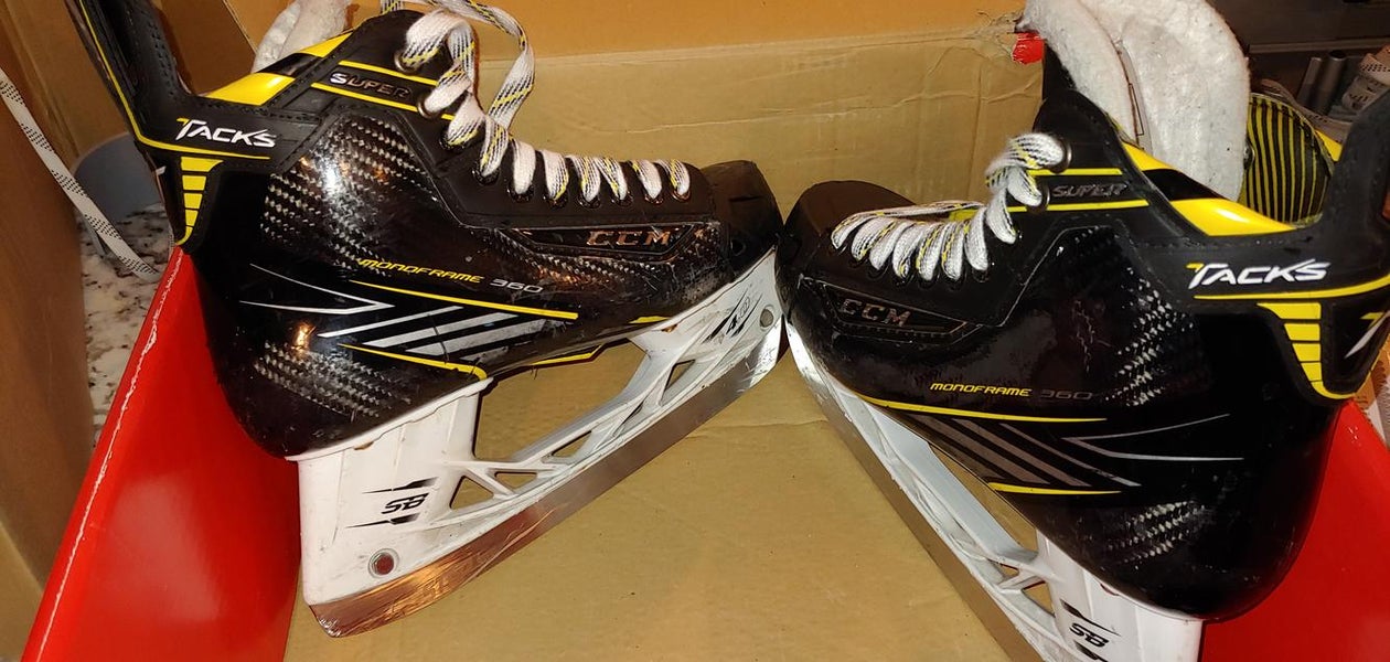 Senior Used CCM Super Tacks Hockey Skates Extra Wide Width Size 7.5EE with STEP Steel