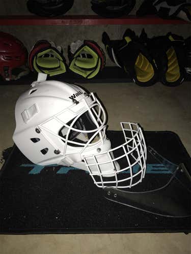 White Used Wall W4 Short Chin Goalie Mask