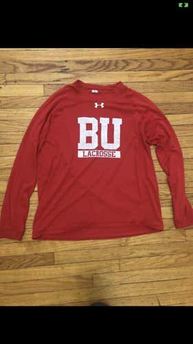 Boston University Lacrosse Red Unisex Large Under Armour Shirt