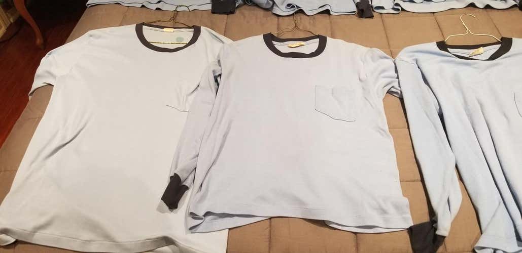 Vintage Stanfields Mens medium L/S top (Powder blue w Navy piping)