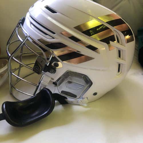 White Used Player's Warrior Alpha One Pro Helmet