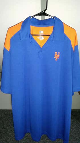 New York Mets MLB Baseball Golf Polo Shirt XXL EUC NY Logo Blue & Orange National League