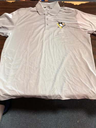 Gray Adult Large Adidas Pittsburgh Penguins Golf Shirt