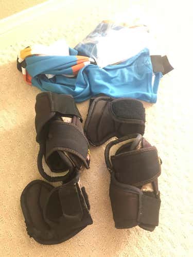 Used Small Easton Elbow Pads, Shoulder Pads, Socks And Jersey