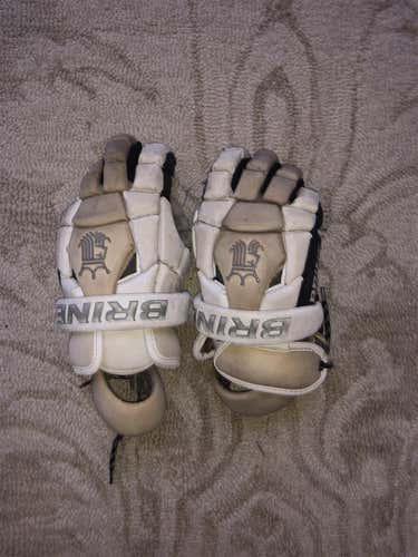 White Used Player's Brine King 13" Lacrosse Gloves