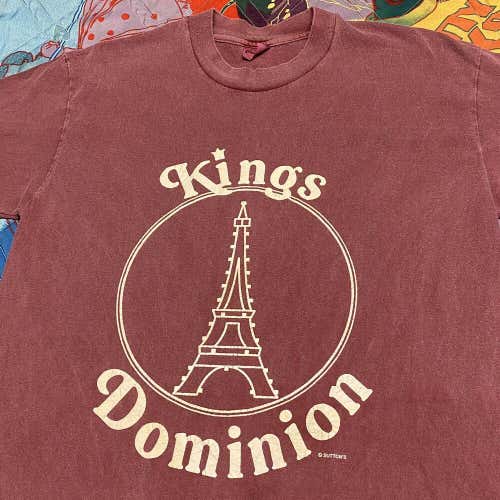 Kings Dominion T Shirt Adult L Red Amusement Park Virginia Vintage 90s USA