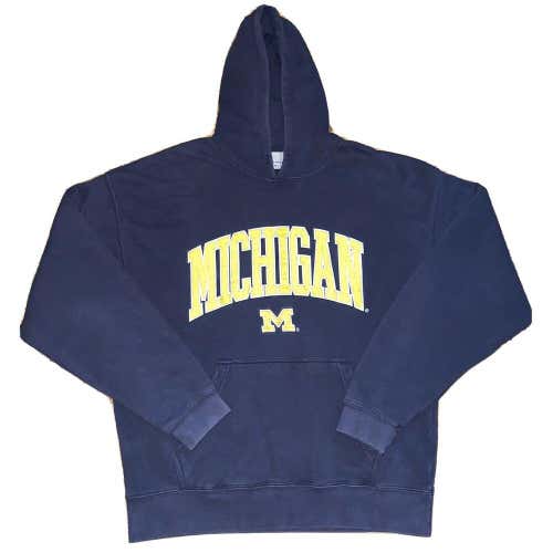 Vintage Mens Large University of Michigan Spell Out Stitched Hoodie Sweatshirt L