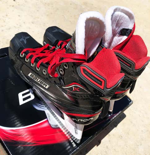 Senior New Bauer Vapor 1X Hockey Goalie Skates, Size 9 with Step Steel Black Steel ST G