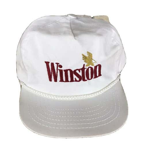Vintage 80s Trucker Hat Winston Tobacco Cap White Snapback Cigarette adjustable