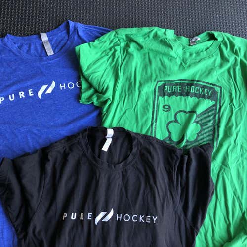 Lot of 3 Pure Hockey Gym T Shirts Green Black Blue Medium