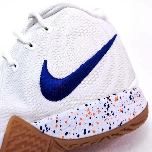 Nike Boys Size 7Y Kyrie 4 GS White Blue Basketball Shoes  display picture 2