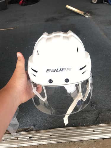 White Used Medium Bauer Re-Akt 95 Pro Stock Helmet Colorado Avalanche Stock