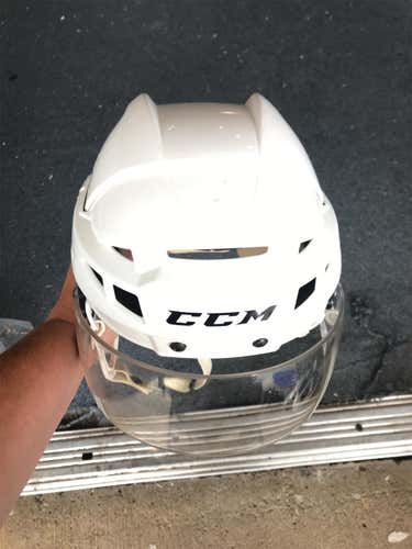 White Used Small CCM Vector V08 Pro Stock Helmet Colorado Avalanche Stock