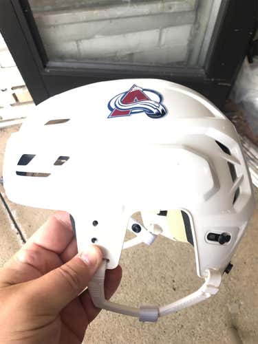 White Used Medium CCM Tacks 110 Pro Stock Helmet Colorado Avalanche Stock