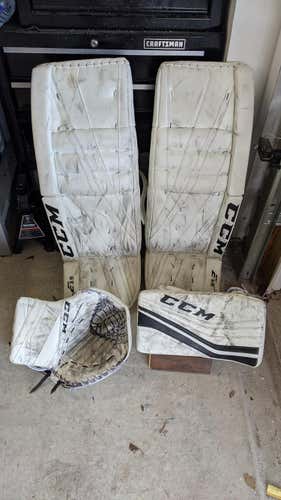 White Used Senior 33" CCM Regular Extreme Flex 3.9 Goalie Full Set
