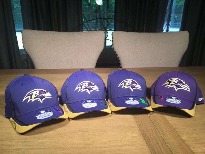 4 New with labels Adult Small / Medium Baltimore Ravens Reebok Hats