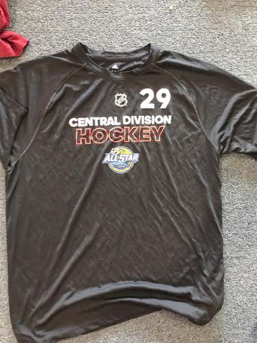 Black Adult Large Adidas Nathan MacKinnon Game Used 2018 NHL All Star Shirt