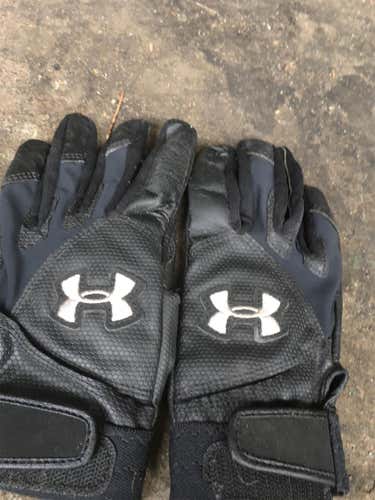 Black Used Large Under Armour Batting Gloves