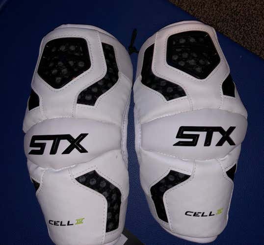 New Lax Lacrosse L LARGE STX Cell IV Arm Pads WHITE NWT Elbow