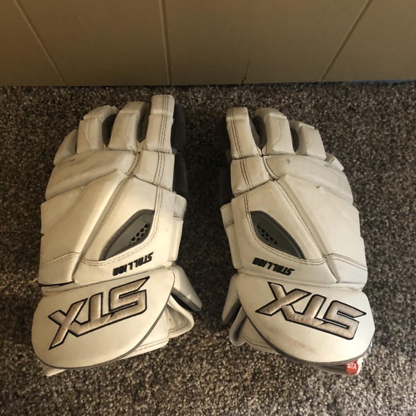 White Used Player's STX Stallion 500 12" Lacrosse Gloves