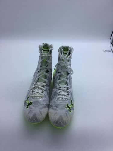 White and Neon Green Men's UA Lacrosse Highlight Cleat