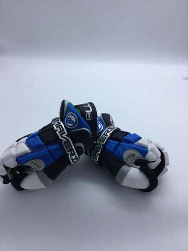 Black, White, Blue New Maverik M3 Goalie Gloves 12"