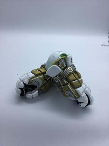 Gold & White New Maverik M3 Lacrosse Gloves 12"