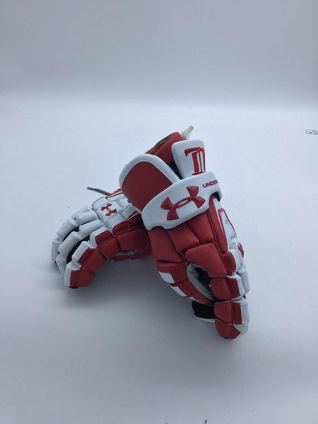 Red & White New Under Armour Headline Lacrosse Gloves 13"