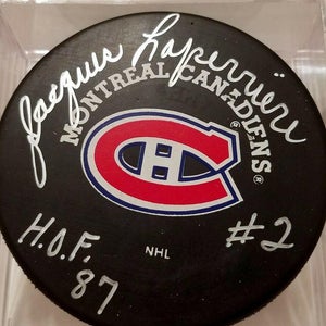 JACQUES LAPERRIERE Montreal Canadiens AUTOGRAPHED Signed NHL Hockey Puck