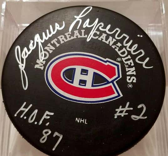 JACQUES LAPERRIERE Montreal Canadiens AUTOGRAPHED Signed NHL Hockey Puck