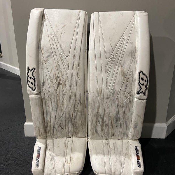 White Used 34"+2 Brian's Gnetik Pro 3 Pro Stock Goalie Leg Pads
