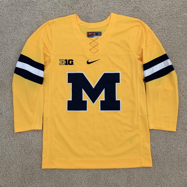 Authentic Nike Michigan Wolverines Hockey Jersey Men's Size Medium Yellow/Blue