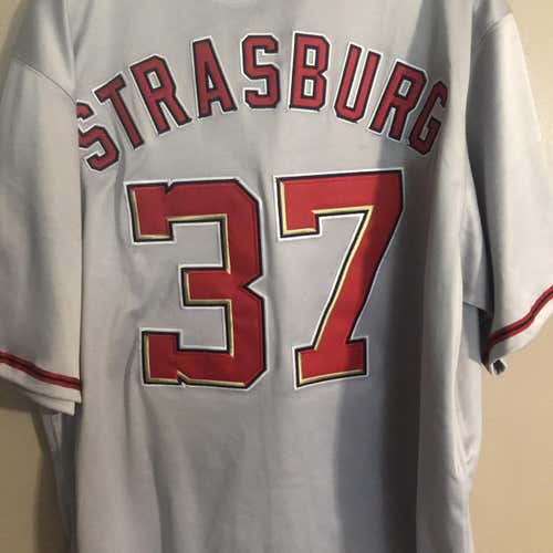 Grey Stephen Strasburg Washington Nationals Men's Large Majestic Jersey