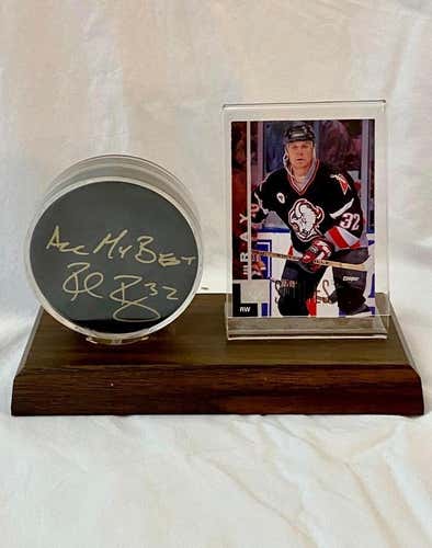 AUTOGRAPHED: ROB RAY NHL Hockey Puck and TRADING CARD DISPLAY