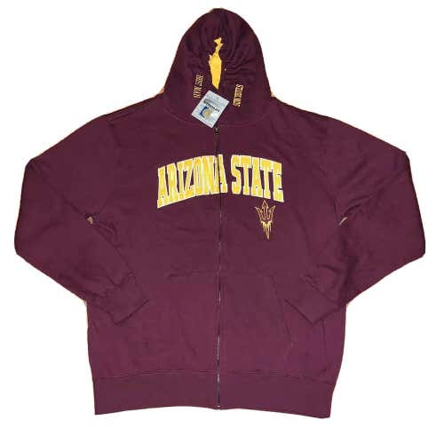 Arizona State Sun Devils Embroidered Maroon Spell Out Hoodie Sweatshirt Sz Large