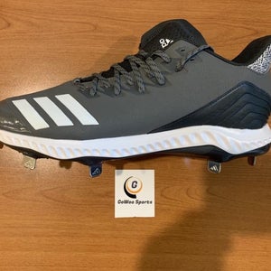 Adidas Men's Icon Bounce Metal Spike Baseball Cleats (Size 13) Gray/Black/White “Free Shipping”