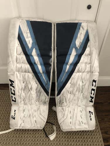 White Used Intermediate 32" CCM Extreme flex 4.9 Goalie Leg Pads