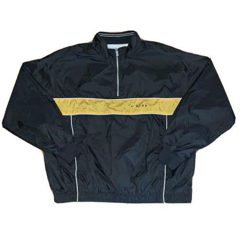 Rare Vintage NIKE Swoosh 1/2 Zip Pullover Windbreaker Jacket 90s Black Size XL