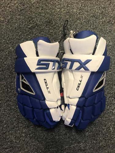 Royal/White STX Cell IV Lacrosse Gloves 12"- BRAND NEW